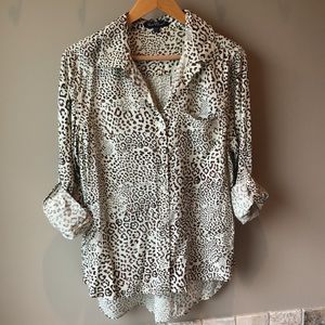 New cream and brown animal print button up.